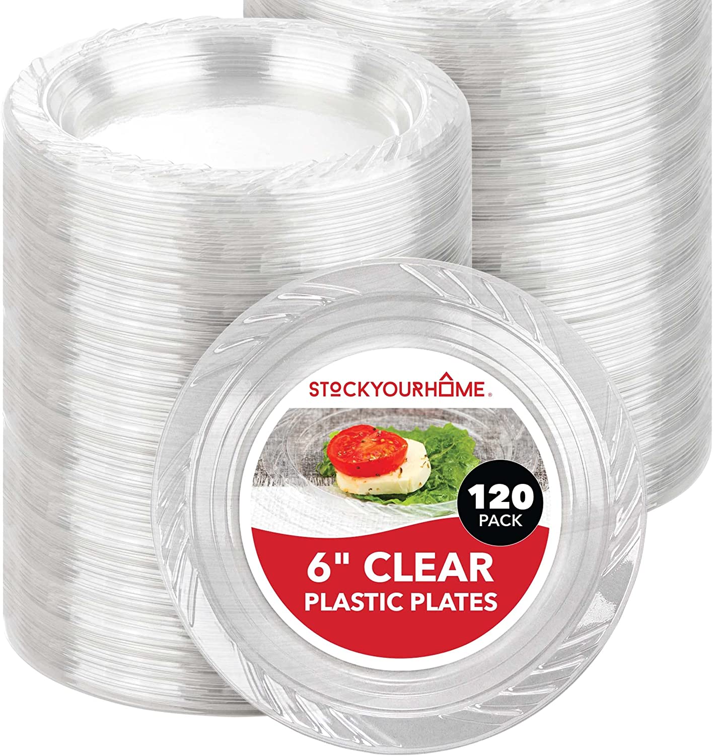 Stock Your Home Transparent Plastic Dessert Plates, 120-Count