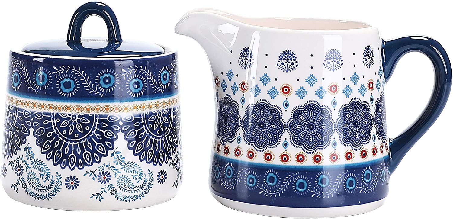 Bico Floral Print Ceramic Sugar And Creamer Set, 2-Piece