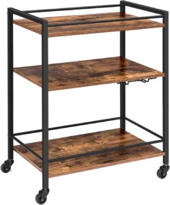 HOOBRO Rustic Design Engineered Wood 3-Tier Coffee Cart