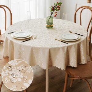 smiry Non-Slip Backing Waterproof Vinyl Round Tablecloth