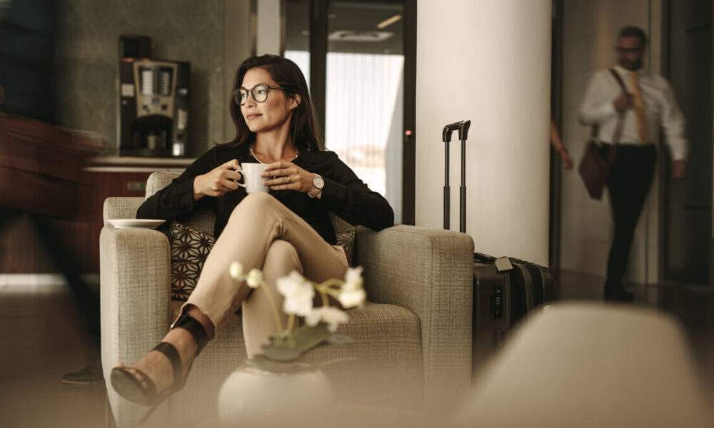 Businesswoman waiting at airport lounge