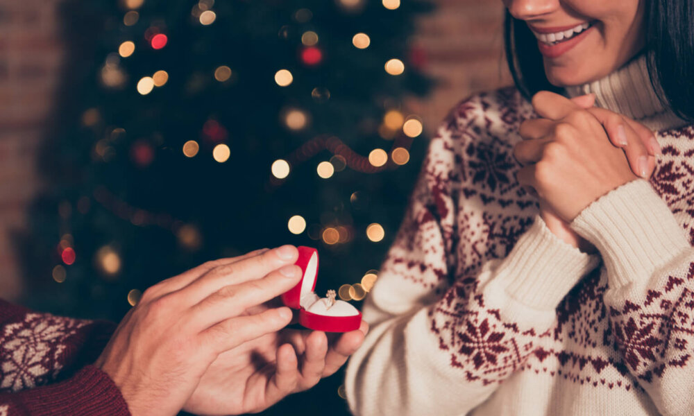 engagement ring with christmas tree