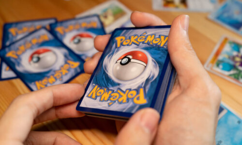 A man playing Pokemon Trading Card game