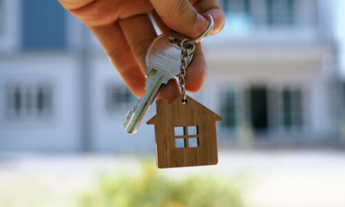 House keys on house key chain