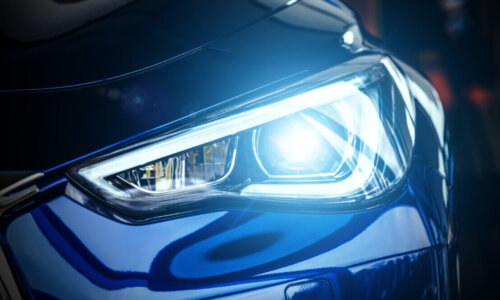 close up of car headlight