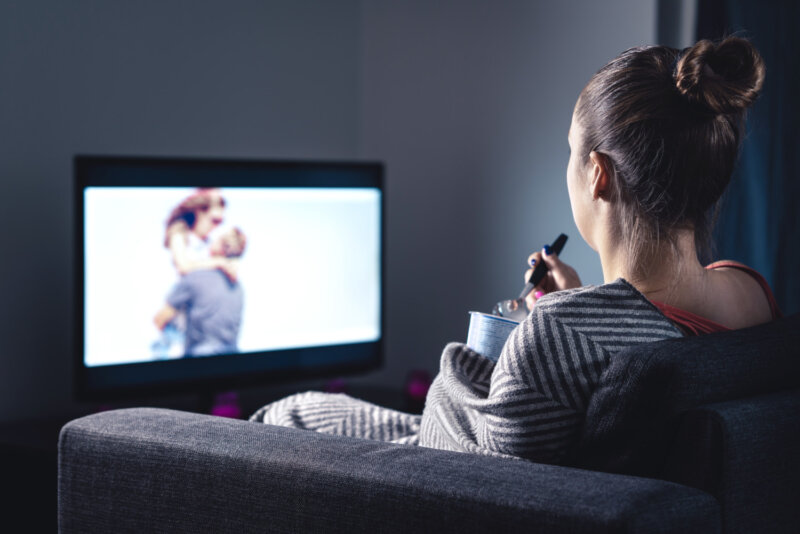 woman watching romantic movie